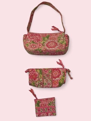 Vera Bradley Petal Pink Maggie Bag Set With Coin Wallet And Pencil/cosmetic Bag