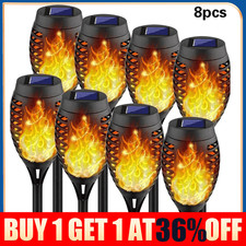 Solar Garden Lights 8 Pack LED Flickering Flame Torch Lights Outdoor Waterproof