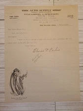 1918 The Auto Supply Shop Letterhead Fisk Tires RE 156lb Church Bell