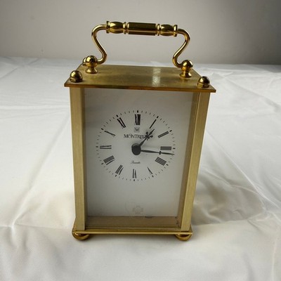 Montreux Vintage Brass Quartz Carriage Clock Made in Germany Roman