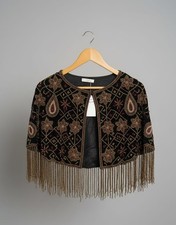 Hand Beaded Luxury Poncho Cape Bridal Evening Party Wear Handmade Designer