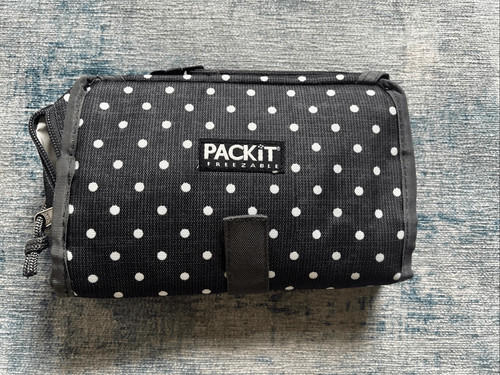 Packit Gray White Polka Dot Freezable Lunch Bag