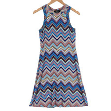 Karen Kane Tank Dress Women Small Multicolor Chevron Viscose Sleeveless Pullover