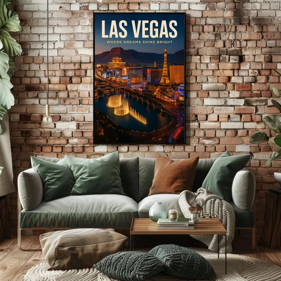 Póster de Las Vegas Dreams Shine Bright Skyline decoración de viaje Foto 4 de 4