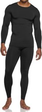Men Thermal Underwear Set Long Johns Microfiber Fleece Lined Winter Base Layer