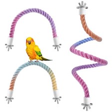3 Pcs Bird Rope Perches Gradient Color, Bendable Parrot Bird Perch Rope Stand...