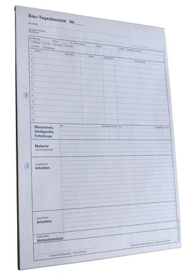 DRUCKEREI SCHARLAU 5x Block Bautagesbericht 3 - fach selbstdurchschreibend A4 - gelocht SD (22205)