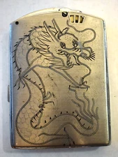 Vintage VICTORY Japan DRAGON Cigarette Lighter & Cigarette Holder Case - Neat