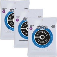 Martin MA535 SP Phosphor Bronze Auth Guitar Strings Custom Light 11-52 3 PACK 