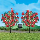Set of 2 Solar LED Red Rose Garden Stake Outdoor Lighted Patio Lawn Yard Decor