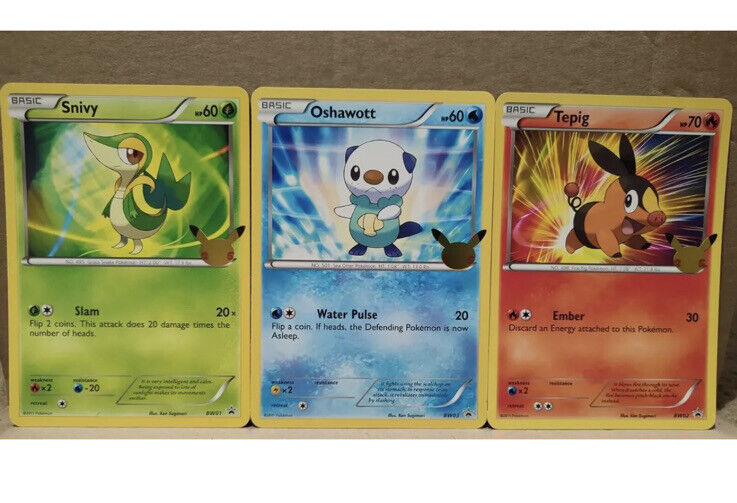 Pokemon First Partner JUMBO Unova Starters: Snivy, Tepig, Oshawott - Near  Mint