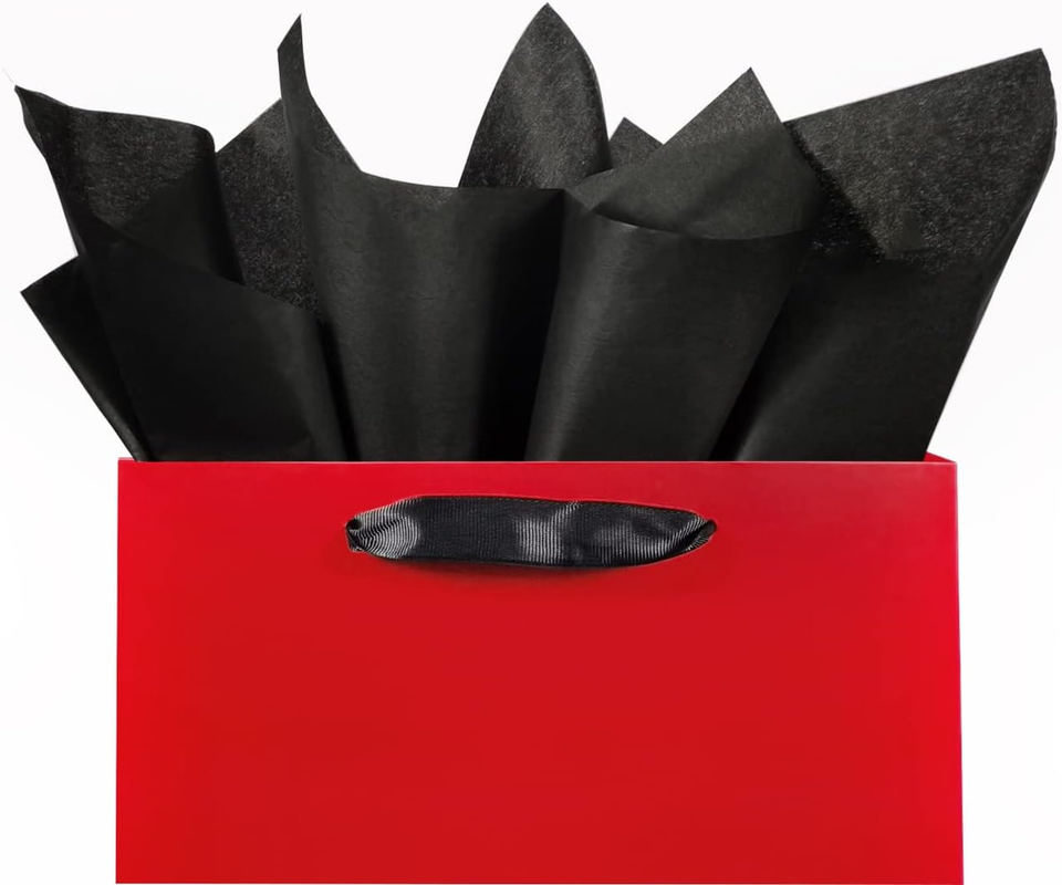 100 Sheets 20"X14" Black Tissue Paper Bulk for Gift Bags Wrapping Paper