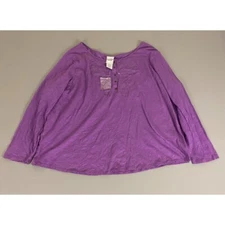 Scandia Woods Embroidered Henley Top Purple 3XL Purple Long Sleeve New NWT