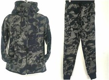 Men's Navy Cream Camo Print Zip Up Hoodie 20 Joggers 15 Tracksuit M XXL