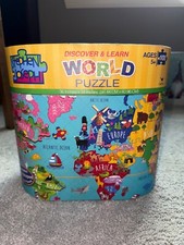 Discover  Learn World Puzzle 100 Piece Ages 5 Map Shaped Puzzle Pieces