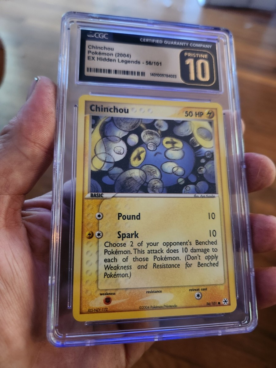 POP 5) CGC 10 PRISTINE Chinchou 56/101 Hidden Legends Pokemon 2004