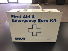 Metal Wall Cabinet Shelves Advertising Ecolab First Aid Burn Kit Vintage Heavy