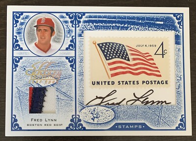 Fred LYNN 2005 Leaf Century US Flag Stamp Material PATCH AUTO #S-33 6/10 Red Sox