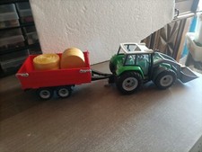 playmobil tracteur Vert avec Remorque de Foin , ferme Espace Vert 