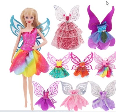 GIFT IDEA CLOTHING AND ACCESSORIES DOLL TYPE BARBIE BUTTERFLY DRESS WITH WINGS