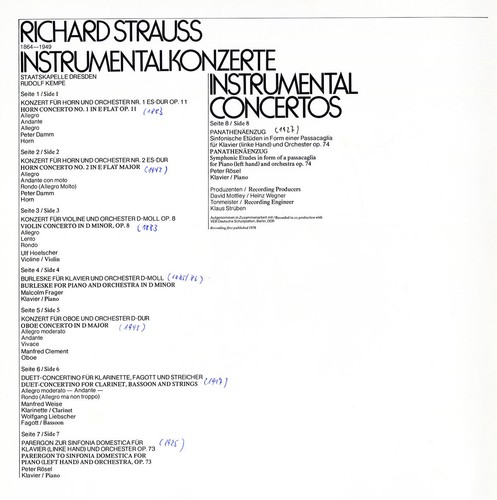 4LP Box STRAUSS Concertos KEMPE DAMM HOELSCHER FRAGER WEISE EMI C191-2743 Quadro - Picture 2 of 3