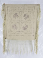 Antique Chinese Silk Hand Embroidered Floral Piano Shawl 42x39 inches