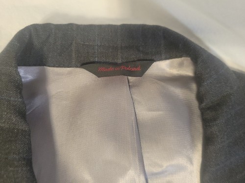 Varsity Club Mens Savile Row Suit Size 44L Pant 35W Grey Wool Wide Light Stripe - Picture 7 of 21
