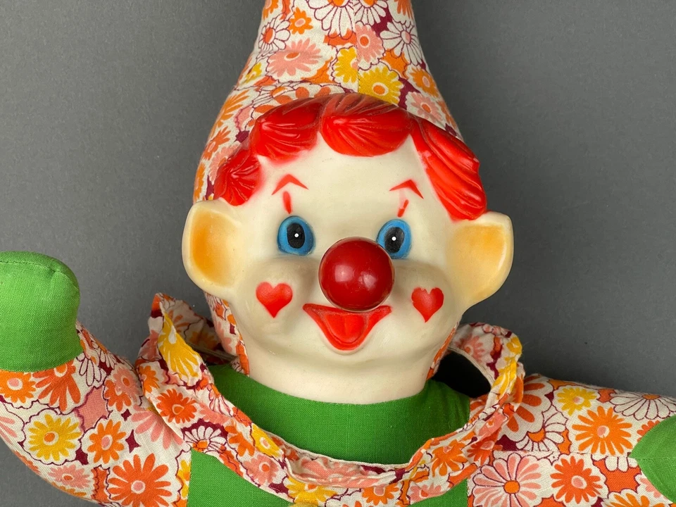 Vintage Clown Flowers Plush Musical Nose Rubber Face - Image 2 of 4