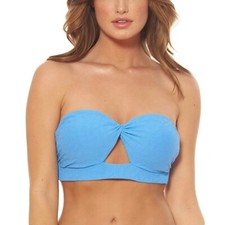 Jessica Simpson Women's Cutout Twist-Front Bandeau Bikini Top, Size Medium
