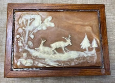 Vintage Dante’ Carpenter’s Bench Royal Oak Jewellery Box Incolay Stone Deer Sce 