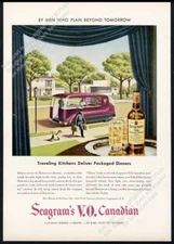 1947 streamlined future food truck art Seagram's V.O. Whisky vintage print ad