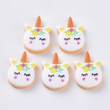Unicorn Cabochons Sugar Cookie Flat Back Flatback Findings 23mm Cabs 4pcs