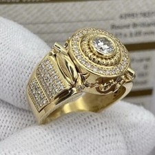 MEN'S CUBIC ZIRCONIA HIP HOP GOLD PLATED FASHION LUXURY PINKY RING SIZE 8 12