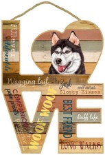 Siberian Husky Love Word Art Wood Cut Out 8x11 Hanging Dog Sign Gift Home L85