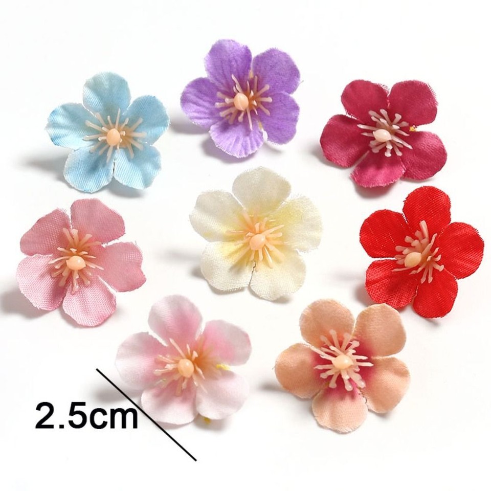 50PCS Mini Artificial Cherry Blossom Head Silk Flower Fake Flower Home