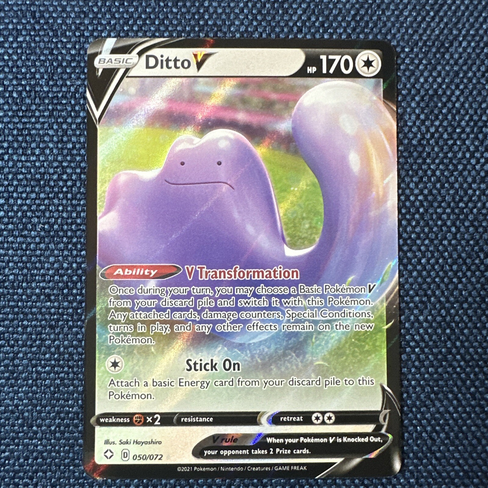 Pokemon Ditto V #050/072 Shining Fates Ultra Rare Holo NM