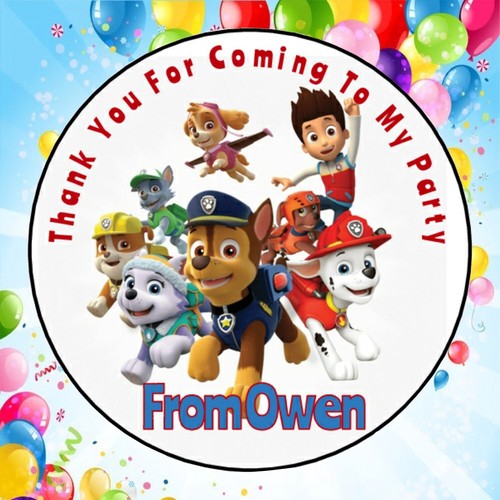 Paw patrol thank you labels