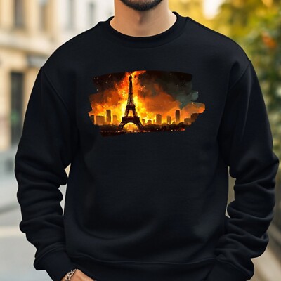 Eiffelturm in Flammen Sweatshirt Kuschelig und Perfekt für jeden Anlass Sbis4XL