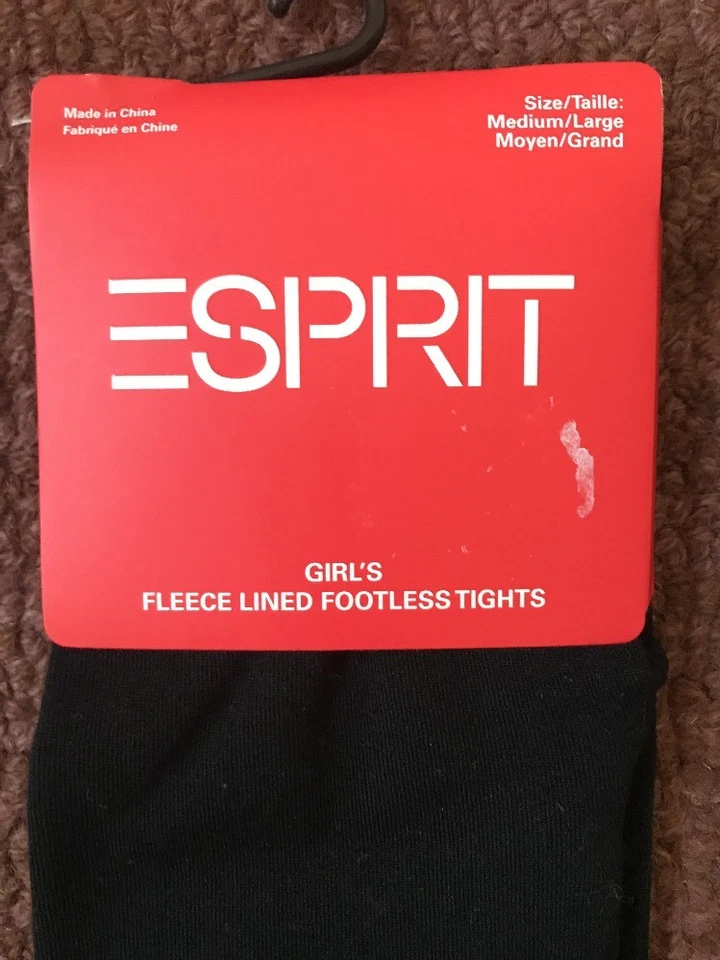 Medias sin pies forradas de lana Esprit para niñas negras lisas talla M/L 56-73 libras. Nuevo Foto 2 de 4