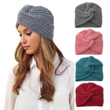 Women Muslim Knitted Warm Turban Hat Chemo Cap Hair Loss Head Scarf Wrap Co Ⓢ