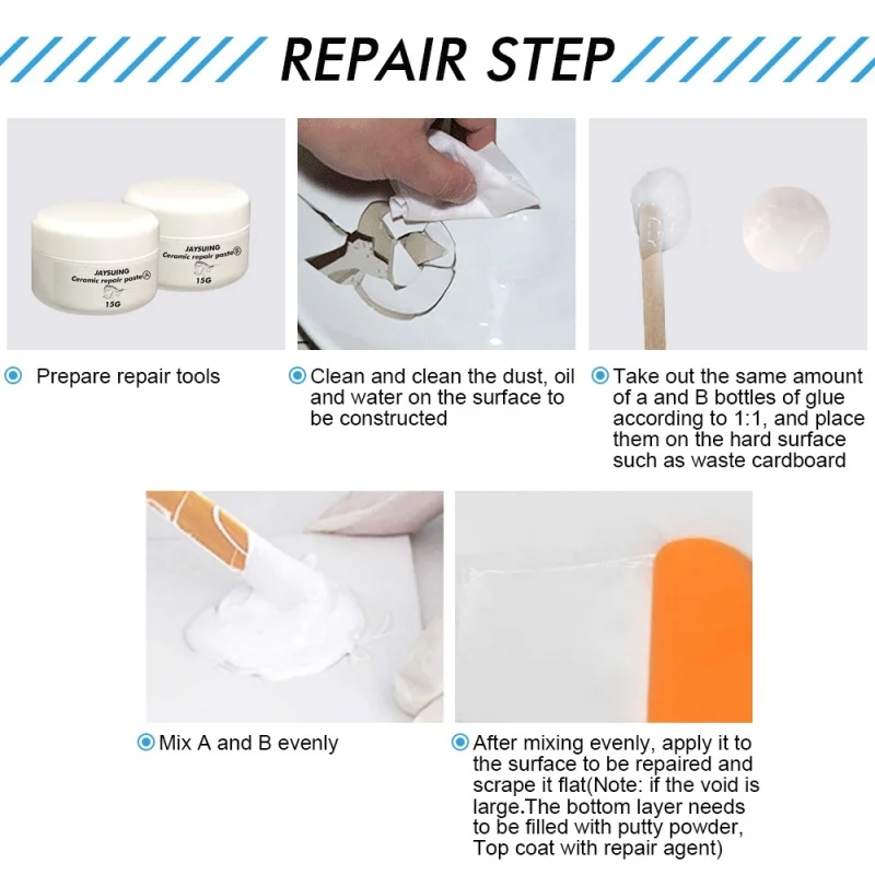2Pcs/Set White Porcelain Repair Kit Ceramic Repair Paste Tile Tub