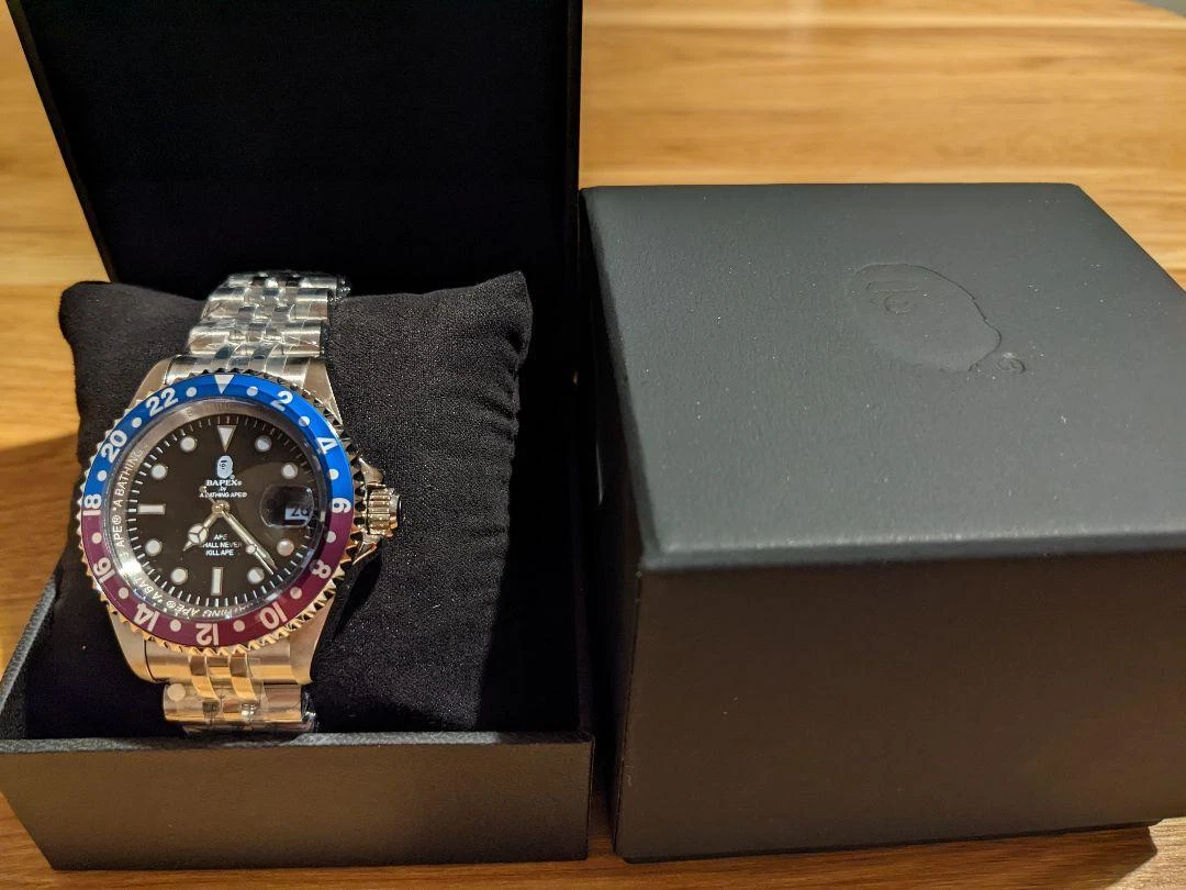 A BATHING APE Watch Men's Goods TYPE-2 BAPEX M Sliver Japan