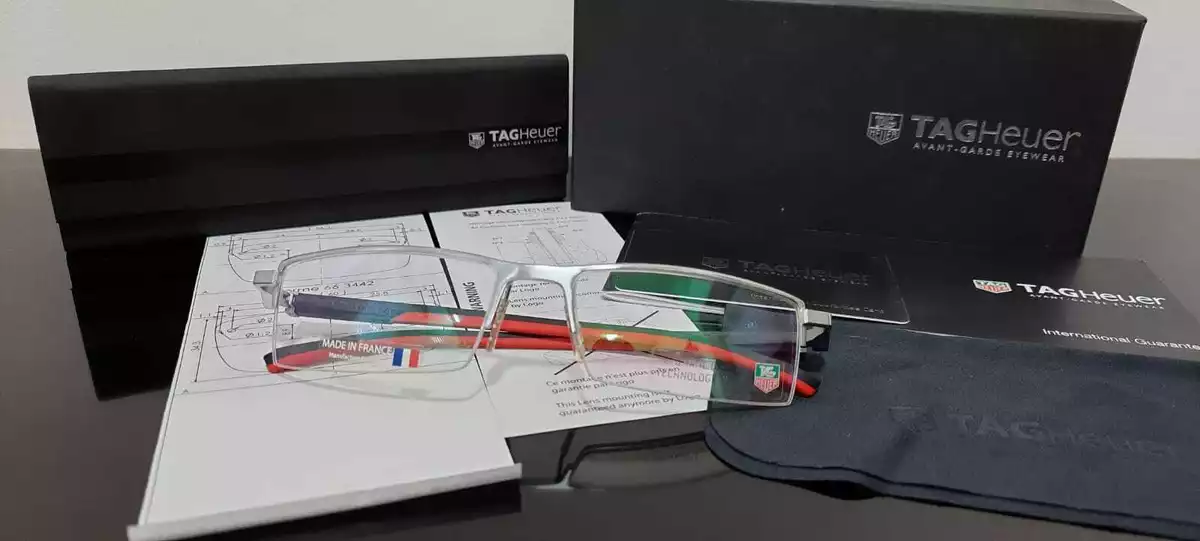 Tag Heuer TH 0821 002 Titanium Red Rimless Eyeglasses Frames Size 56 18 142