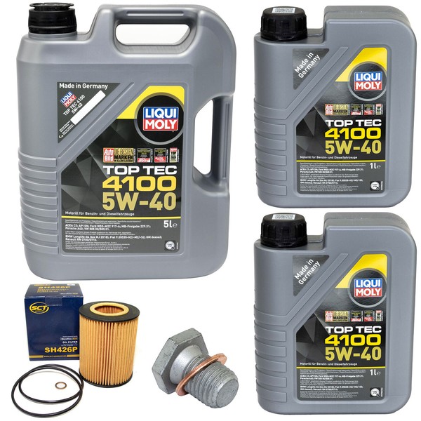 MotoröL Set 4100 5W-40 Liqui Moly 7 Liter + ÖLfilter + Schraube FüR BMW 7Er 730I-image