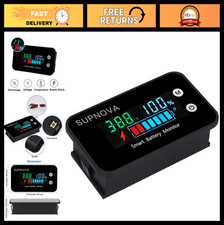 Digital Battery Monitor 12V-72V, Voltage Tester with Buzzer Alarm  Temp Display