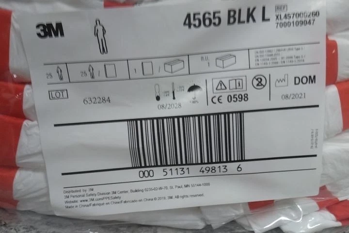 3M 4565-BLK-L 25 Pk Size L Zipper Closure Disposable Coveralls image 4
