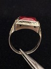 Fun Vintage Art Deco Solid 10k White Yellow Gold Red Stone Ring Size 8.5 7.2g — photo 9