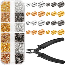 Thrilez Crimping Beads for Jewelry Making, 2200 Pieces Crimp Tubes with Crimping