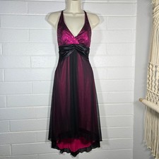 City Triangles Dress Small Crisscross Back Sequin High Low Y2K Prom 90s Fairy