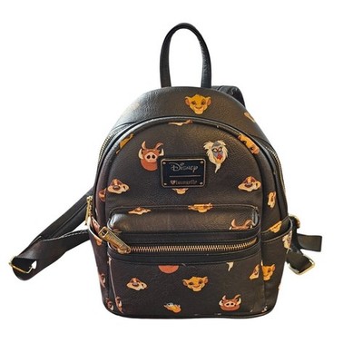 disney lion king faux leather backpack by loungefly Triple Pocket Three Friends Mini Double Strap This vibrant backpack beautifully captures the essence of The Lion King with its rich colours and stunning imagery Loungefly Lion King Faces Embroidered